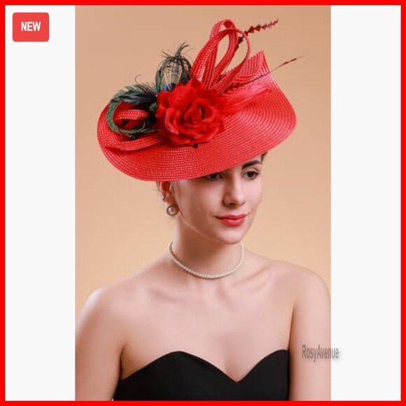 Handmade Derby Fascinator Hat with Peacock Feathers for Weddings & Parties main image 4